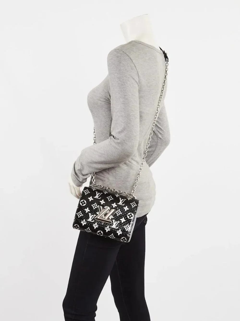 Louis Vuitton Black/Silver Monogram Python Twist PM Bag